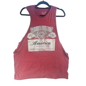 Brew City Mens America Graphic Tank Top Red Sleeveless Muscle Shirt